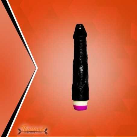 Super Natural Black Silicone Dildo (Vibrating) RSV-011